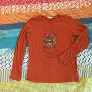 CAbi Playful Fleur De Lis Orange Tee